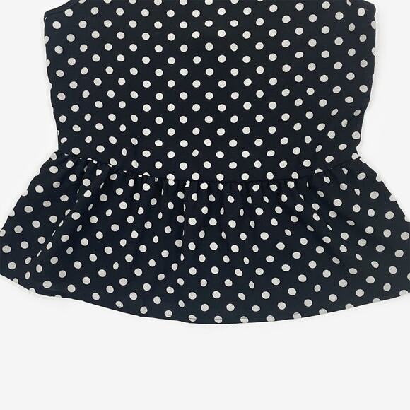 Como Vintage Polka Dot Top Size S Black White Peplum Retro Classic Summer - Picture 8 of 14
